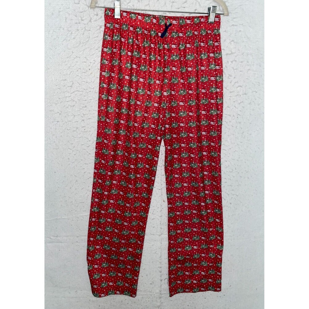 Boys Girls Vineyard Vines Lounge Pants Pajamas Red Whale Christmas Logo XL (18)